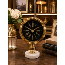 Sleep Nova Lüks Gold Mermer Kaideli Dekoratif Masa Saati – Modern Metal Roma Rakamlı Premium Salon & Ofis Saati