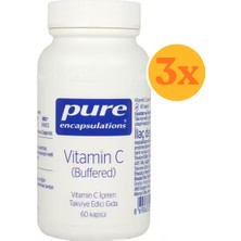 Pure Encapsulations Vitamin C (Buffered) C Vitamini Kapsül 60 Kapsül - 3 Adet (Toplam 180 Kapsül) - Dezenfektan Hediyeli (%72 Alkol)