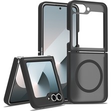 Büşra Ayhan Galaxy Z Flip 6 Kılıf M-Safe Şarj Özellikli Kamera Korumalı Zore Lunex Kapak - Siyah