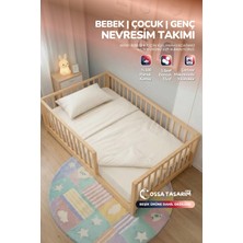 Yasetex Tasarım %100 Pamuk Poplin Bebek Nevresim Takımı 3 Parça Lastikli Çarşaflı Nevresim Seti 70X140