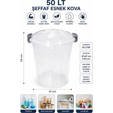 Akyüz Plastik 🪣 50 Lt Şeffaf Esnek Plastik Kova Kapaklı | Dayanıklı Çok Amaçlı Büyük Boy Kova