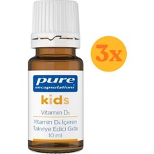 Pure Encapsulations Kids Vitamin D3 (Tekli Paket) Damla 10 ml - 3 Adet (Toplam 30 Ml) - Dezenfektan Hediyeli (%72 Alkol)