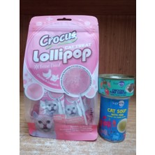 Crocus Tavuklu ve Kızılcıklı Kedi Lolipop 10 Adet+1 Adet Tavuk&ton Balıklı Püre Kedi Konserve 85 Gram+1 Adet Balıklı Kedi Çorbası 135 ml