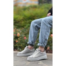 By Shoes BA0803 Boa Yüksek Taban Gri Triko Gri Taban Erkek Ayakkabı