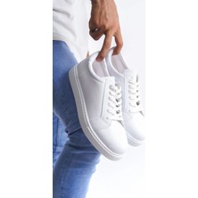 Arda SLW165 Elite Bağcıklı Cilt Erkek Günlük Sneaker Ayakkabı Bt Beyaz