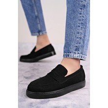 Arda Erkek AYAKKABISLW180 Estilo x Bağcıksız Süet Erkek Günlük Spor Klasik Ayakkabı Sst - Siyah