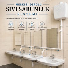 Hilal Kimya 20 Lt Alttan Basmalı 2 Musluklu Merkezi Sistem Depolu Sıvı Sabunluk BEYAZ