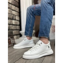 Arda BA0331 Bağcıklı Erkek Yüksek Taban Beyaz Cilt  Spor Ayakkabı