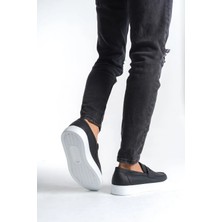 Arda SLW180 Estilo x Bağcıksız Cilt Erkek Günlük Spor Klasik Ayakkabı Bt Siyah