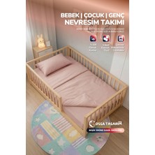 Yasetex Tasarım %100 Pamuk Poplin Bebek Nevresim Takımı 3 Parça Lastikli Çarşaflı Nevresim Seti 80X140
