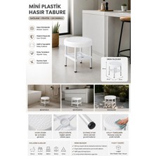 Akyüz Plastik 🪑 Mini Plastik Tabure 30 cm Kaymaz Ayaklı Metal Destekli Balkon Banyo Mutfak Taburesi