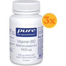 Pure Encapsulations Vitamin B12 (Methylcobalamin) 1000 Μg 60 Kapsül - 3 Adet (Toplam 180 Kapsül)