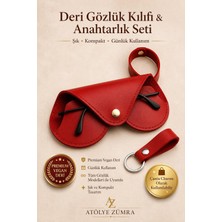 Atölye Zümra Asılabilir Kalp Model Gözlük Kılıfı ve Anahtarlık Seti - Çanta Charmı Gözlük Koruyucu