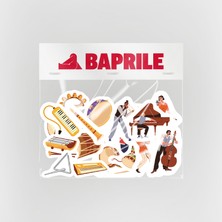 Baprile Müzik Enstrümanları ve Müzisyenler 63 Parça Sticker Paketi Suya Dayanıklı Laptop Termos Telefon Etiket Seti