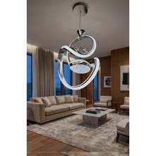 Reel Avize Cizgili Profil Damla Çift Yönlü Tek Top LED Avize Kristal Silikonlu - 3 Renk Kumandalı