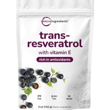 Micro Ingredients Pure Trans-Resveratrol Powder With Vitamin E, 5 Ounce, 2 In 1 Formula, Micronized Powder 142GR