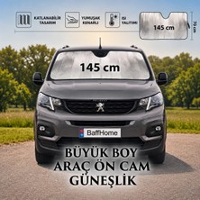 TUMKE Büyük Boy Araba Ön Cam Güneşliği Balonlu Metalize Parlak Alüminyum Katlanabilir Oto Güneşlik Araç Güneşlik (145x70 CM)