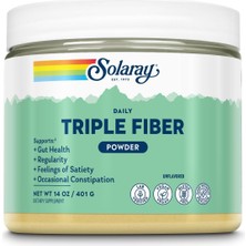 Solaray Triple Fiber Powder - Daily Fiber Supplement For Women And Men W/prebiotics - Gut Health, Occasional Constipation, Digestive Health Support, Unflavored, Vegan, Gluten Free, 30 Servings, 14OZ