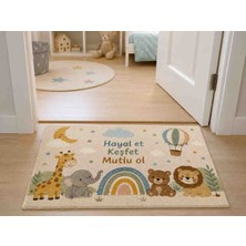 Drsn Ticaret Çocuk Odası Paspası 45X70 cm – Hayal Et Keşfet Mutlu Ol Desenli Kaymaz Taban Dijital Baskı