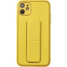 Apple iPhone 12 Kılıf Coco Deri Standlı Kapak - Sarı