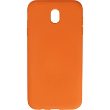 Samsung Galaxy J7 Pro / J730 Kılıf Nano Içi Kadife Silikon - Turuncu