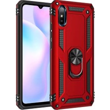 Xiaomi Redmi 9A Kılıf Sofya Yüzüklü Silikon Kapak - Kırmızı