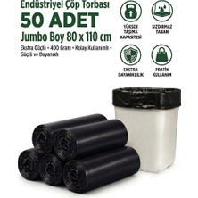 Liva Ambalaj Jumbo Boy Endüstriyel Çöp Poşeti 80X110 cm 50'li - 400 Gram Ağır Hizmet Tipi Kalın Torba