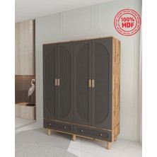 T&B Soho 4 Kapaklı Çekmeceli Gardırop - Tamamı Mdf