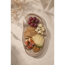 Ceres El Yapımı Seramik Peynir Tabağı – Organik Formlu Sunum Tabağı – Şarküteri ve Kahvaltılık Servis Tabağı (25CM )