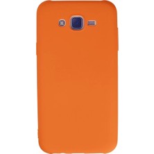 Samsung Galaxy J7 Kılıf Nano Içi Kadife Silikon - Turuncu