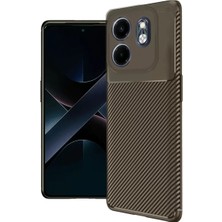 Infinix Hot 50I 4g Kılıf Auto Focus Karbon Kapak - Kahverengi