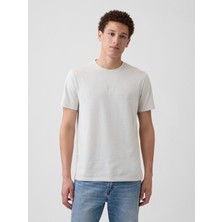Gap Erkek Kırık Beyaz Everyday Soft Gap Mini Logo T-Shirt