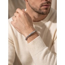Parmas Design Hasır Örgü Model Çelik Zincir Erkek Hediye Maskülen Bileklik 01853