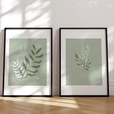 Nt Handmade Çerçeveli Uv Baskı 2'li Zarif Soyut Çiçek Duvar Tablosu – Modern & Şık Duvar Dekoru