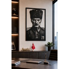 Aurix Mustafa Kemal Atatürk Portresi Metal Duvar Tablosu 44X69CM