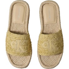 Calvin Klein Kadın Sarı Calvin Klein Flatf Espadrılle Raf Sarı Kadın Platform Espadril Terlik