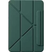 Apple iPad 2025 10.9 10.nesil (A16) Edz Manyetik Standlı Tablet Kılıfı - Koyu Yeşil
