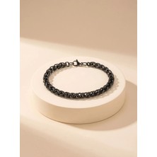 Parmas Design Hasır Örgü Çelik 6mm Zincir Erkek Maskülen Hediye Bileklik 01852
