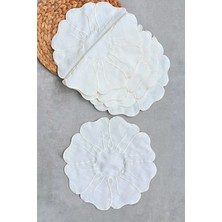 Mora Tekstil Çiçek Desenli Premium Amerikan Servis 6’lı Set | Nakış Detaylı Dekoratif Supla Set | Lux Sunum Tabak Altlığı