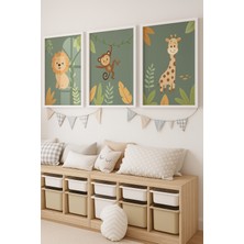Nt Handmade Çerçeveli Uv Baskı 3'lü Bebek Çocuk Odası Duvar Tablosu – Modern & Şık Duvar Dekoru