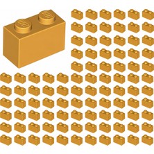 LEGO Yedek Parçalar: Brick: Duvar Parçası: 100 Adet 1x2 Parlak Turuncu 3004 - Parts: Brick: 100 Piece 1x2 Bright Light Orange 3004