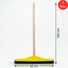 Mulpex Kauçuk Zemin Çekçeği 55 cm + 120 cm Ahşap Saplı Endüstriyel Temizlik Seti x 3 Adet