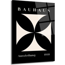 GLAZELLA Bauhaus Minimalist Geometrik Cam Tablo - Siyah Beyaz Sanat Eseri