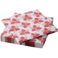 Ikea Tofsand Desenli Peçete, Pembe, 33X33 Cm, 30 Adet