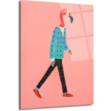 GLAZELLA Modern Flamingo Yürüyüşü Cam Tablo | Sanatsal Duvar Dekorasyonu