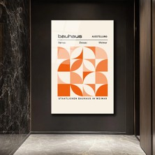 GLAZELLA Bauhaus Geometrik Desenli Turuncu Cam Tablo