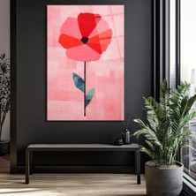 GLAZELLA Modern Geometrik Gelincik Çiçeği Pembe Cam Tablo