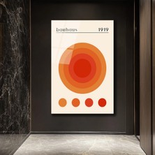 GLAZELLA Bauhaus 1919 Güneş Desenli Turuncu Cam Tablo
