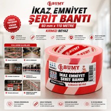 Bumy Kırmızı Beyaz Emniyet Şeridi İkaz Bandı 60 mm x 110 metre Uyarı Şerit Bantı Güvenlik Alan