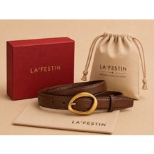 Lafestin Hakiki Deri Gold Toka Kadın Kemeri Pantolon Kemeri, Gömlek Kemeri